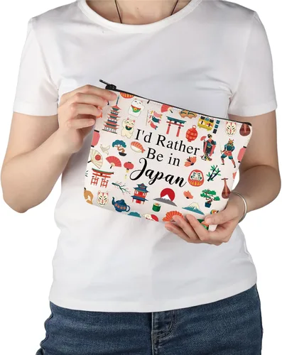 Vista 6 de PWHAOO Japón Travel Travel Gift I'd Rather Be in Japan Makeup Bag Japón Viaje Vacaciones Cosméticos Bolsa Japón Souvenir Gift, Más bien estar