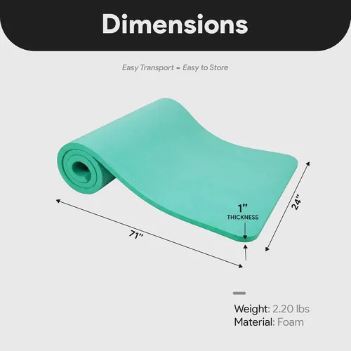 Vista 4 de BalanceFrom Yoga Mat, 1-Inch Extra Thick High Density Exercise Mat, Anti-Tear Exercise Yoga Mat with Carrying Strap, Suitable for Various Yoga