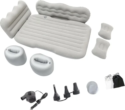 Vista 9 de Colchón de aire de inflado rápido con reposacabezas ajustable que se adapta a la mayoría de vehículos de 50.4 in de largo, cama inflable automática