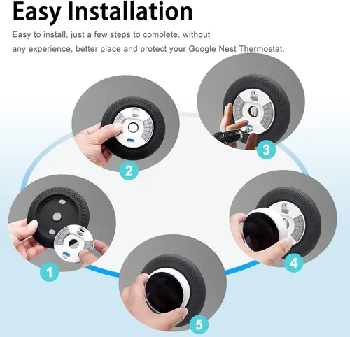 Vista 5 de Miimall Compatible con el kit de ajuste de termostato Google Nest, cubierta de placa de pared de termostato de silicona para huellas dactilares