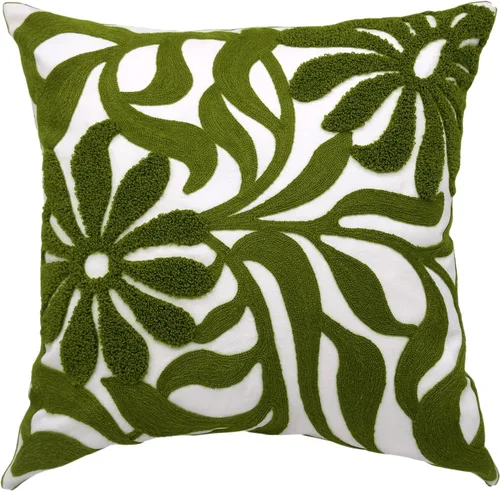 Vista 15 de Alysheer Fundas de almohada decorativas bordadas a cuadros 18"x 18", juego de 2, fundas de almohada de algodón con patrón tuftado de cuadros