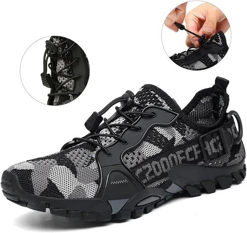 Vista 4 de TANGYUGEN Zapatos de agua para hombres y mujeres, zapatos de senderismo al aire libre, secado rápido, zapatos de playa para viajes, senderismo