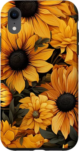 Vista 23 de iPhone 14 Flores de girasol hermoso floral amarillo patrón patrón caso