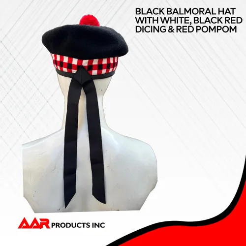 Vista 15 de AAR Gorros Glengarry Balmoral Kilt Scottish para hombre en dados y lisos 100% lana Piper 52-62
