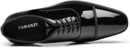 Vista 4 de Zapatos de esmoquin de charol zapatos de boda para hombres con punta de casquillo con cordones formales de negocios Oxford zapatos