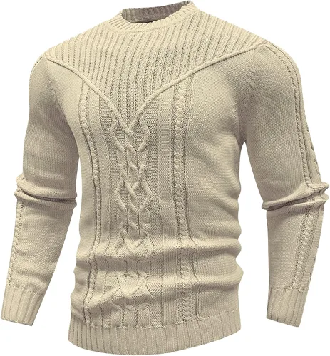 Vista 15 de SAVKOOV - Suéter de punto con cuello redondo y manga larga para hombre Verde Armada (ArmyGreen)