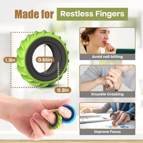 Vista 4 de Juguetes sensoriales para adultos, paquete de 12 anillos giratorios de textura, juguetes sensoriales para aliviar el estrés para niños con TDAH