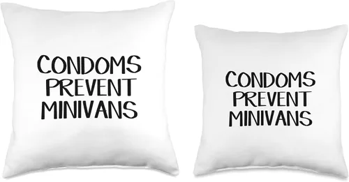 Vista 3 de Condoms Prevent Minivans Almohada de tiro 16x16, multicolor
