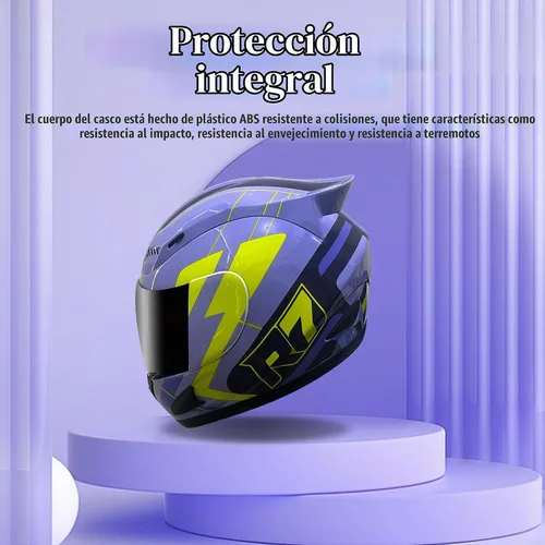 Vista 5 de KRN - Casco integral para motocicleta con visera de color negro, aprobado por DOT - Casco balaclava morado