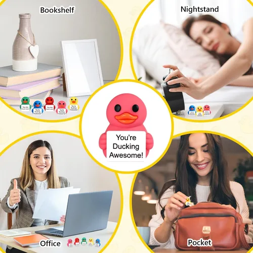 Vista 4 de Gejoy 25 piezas de mini figuras de pato, coloridos regalos motivacionales positivos, decoraciones inspiradoras de animales para graduación
