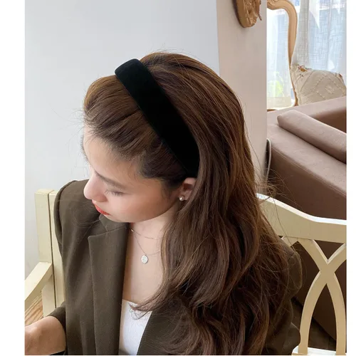 Vista 4 de Diademas anchas de terciopelo para mujer, diademas suaves para mujer, diademas de moda para mujeres y niñas, diadema antideslizante a la moda