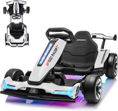 Vista 15 de Go Kart eléctrico de 24 V para niños, carrito de deriva, kart a la deriva Negro