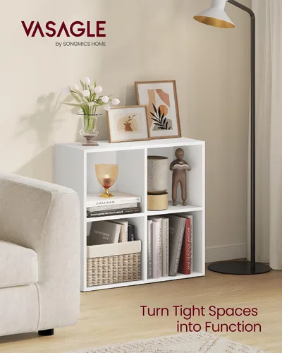 Vista 3 de VASAGLE Custos Collection - Estantería para libros tipo cubo con 4 compartimentos, 9.4 x 26 x 26 pulgadas, estantería de almacenamiento para sala