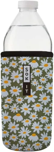 Vista 60 de Sok It BotlSok Funda para botella de agua con cubierta de neopreno aislante (Floral abstracto, se ajusta a CamelBak o Nalgene de 12 onzas)