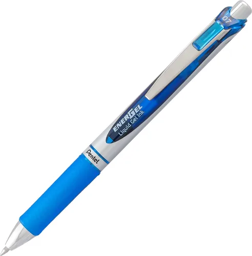 Vista 2 de Pentel EnerGel RTX Bolígrafos de tinta de gel, punta de metal de 0.7mm, tinta color negro / rojo / azul, paquete de 3 (BL77BP3M), surtido