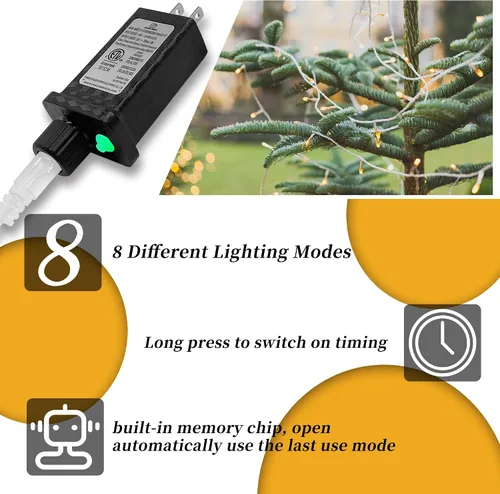 Vista 6 de Selarlyt 100 luces LED de Navidad para interiores y exteriores, luces blancas cálidas para árbol de Navidad, cable transparente, 39 pies, tira