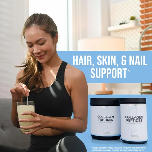 Vista 5 de Rule 1 Proteins Polvo de péptidos de colágeno – Colágeno bovino hidrolizado, ácido hialurónico y vitamina C. Apoya el cabello, la piel y las uñas