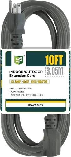 Vista 20 de EP 50 Ft Heavy Duty Outdoor Extension Cord, 12/3 SJTW Black 3-Prong Negro