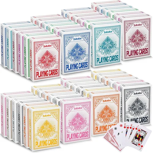 Vista 8 de Zubebe Juego de 12 cartas de juego con 12 colores de baraja de cartas a granel índice jumbo en tamaño de póquer barajas de póquer estándar