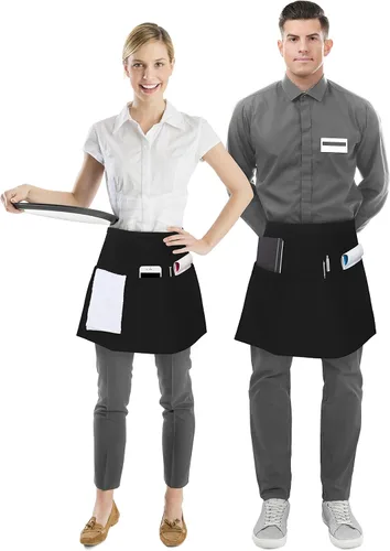 Vista 2 de Utopia Wear 12 Pack Server Aprons with 3 Pockets, Waiter and Waitress Waist Aprons for Women with Pockets, Men Short Aprons
