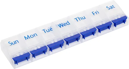 Vista 6 de HealthA2Z® Paquete de ahorros mega: subsalicilato de bismuto de 262 mg, 100 tabletas masticables y organizador de pastillas XL de 7 días