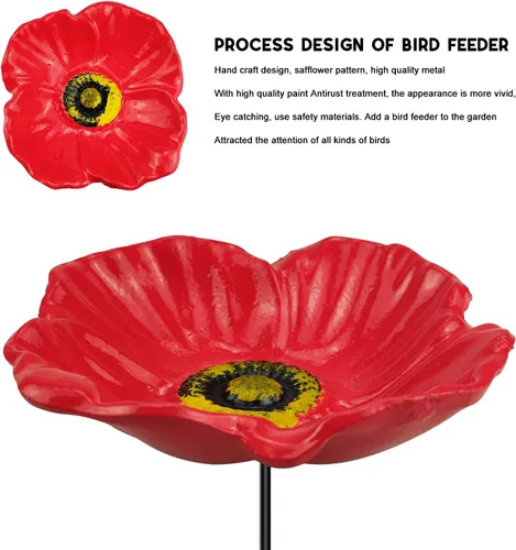 Vista 4 de MIXXIDEA Comedero para pájaros de girasol para exteriores, pequeña bandeja para pegar en el suelo, bonita bandeja para decoración de jardín al aire