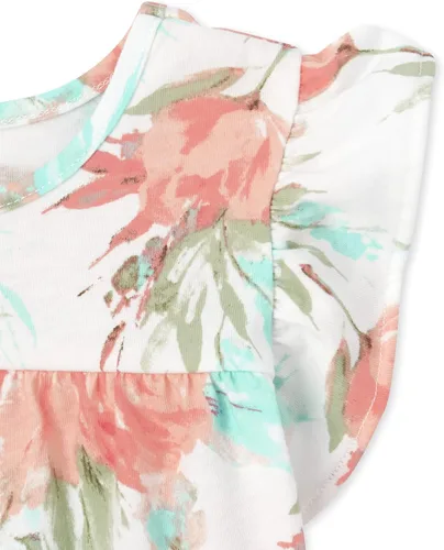 Vista 4 de The Children's Place baby girls The Children's Place - Paquete de 3 camisetas con volantes para niñas pequeñas, color aguamarina suave, talla 12-18
