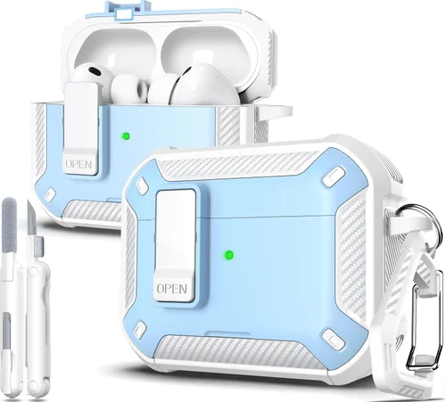 Vista 195 de R-fun Funda de carga compatible con AirPods de 2ª generación 2019, 1ª generación 2016, protección completa contra caídas, tapa desplegable