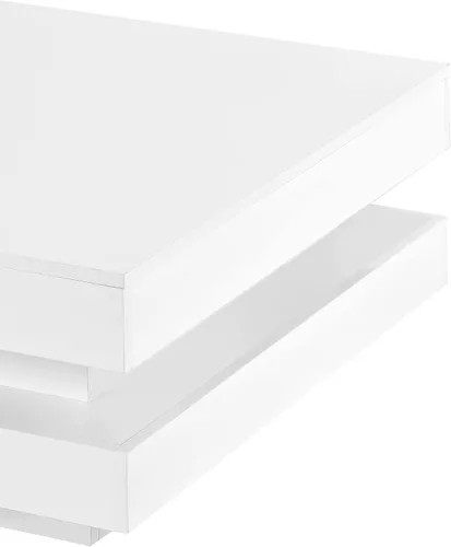 Vista 7 de Harper & Bright Designs Mesa auxiliar de alto brillo con luces LED de 16 colores, mesa de centro cuadrada de 2 niveles, mesa auxiliar de cóctel