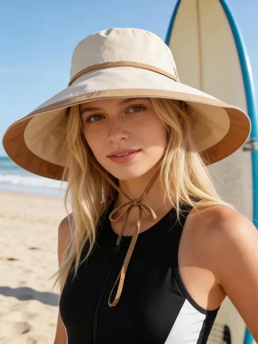 Vista 4 de Sombreros de verano para mujer, protección UV, sombrero de playa plegable de ala ancha con cuerda resistente al viento