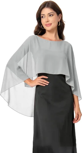 Vista 17 de Baoqiya Women's Shawls and Wraps for Evening Dresses Chiffon Cape verde ( Bean Green )