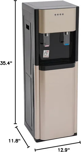 Vista 8 de Despachador y enfriador de agua para botella de 5 galones, dispensador de agua de carga inferior con potencia de calentamiento de 450W y potencia