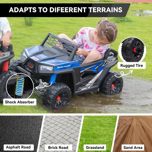 Vista 3 de TOBBI Coche eléctrico para niños de 12 V, camión de juguete para conducir Azul