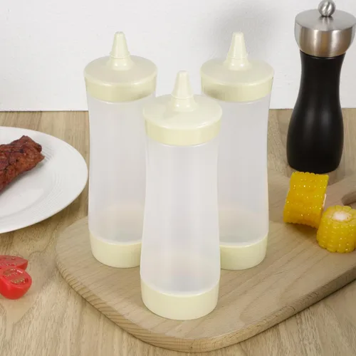 Vista 7 de DOITOOL Paquete de 3 botellas de condimentos exprimibles dispensadores de botellas de salsa de tomate para salsa de tomate y mostaza, aderezo