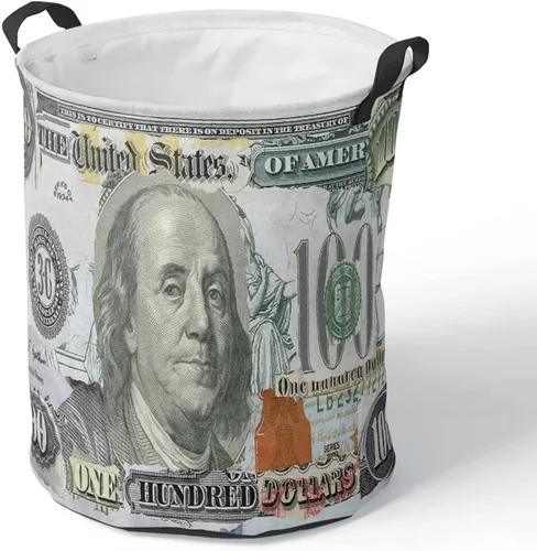 Vista 11 de Cesta grande de ropa sucia de 100 billetes de dólares para hombre, impermeable, independiente, para ropa sucia, fresca, plegable, con asas