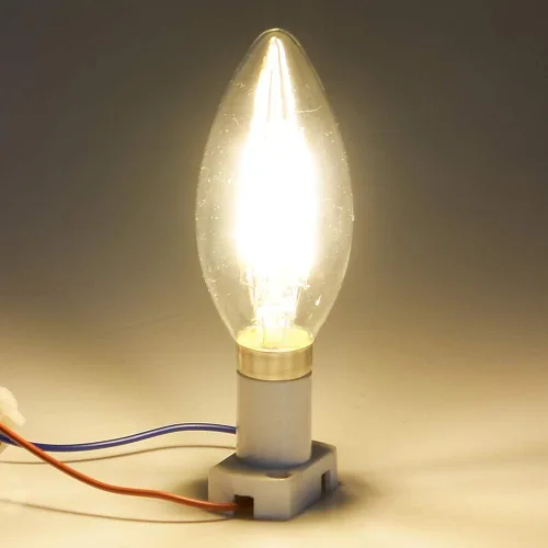 Vista 4 de Bombilla LED de vela de 12 V/24 V CC, regulable con atenuador de 12 V CC, 4 W 400 lúmenes, luz blanca cálida de 2700 K, base pequeña E12, punta
