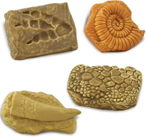Vista 4 de Safari Ltd. Fósiles antiguos TOOB - Figurillas: huella de dinosaurio, cangrejo gigante, amonita, garra de raptor, diente de T-Rex, esqueleto