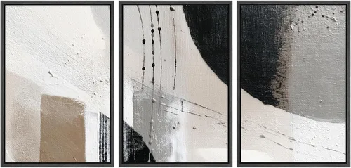 Vista 8 de SIGNWIN Lienzo enmarcado para pared, juego de arte de collage de hojas transparentes en blanco y negro, ilustraciones de naturaleza silvestre, arte