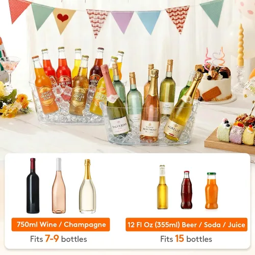 Vista 5 de Lifewit Cubo de hielo plástico 13L para fiestas 2 piezas, BPA libre