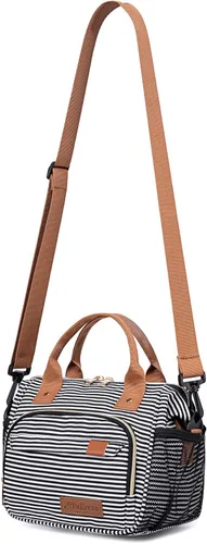 Vista 22 de TuErCao - Bolsa de almuerzo pequeña, ligera y aislada para mujer; para trabajo, portátil, suave enfriador para pícnic, viajes, viajes por carretera