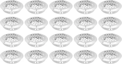 Vista 13 de Semetall Air Vents - Paquete de 20 rejillas de ventilación circulares de acero inoxidable de 0.748 in (0.75 pulgadas) para cocina, baño, gabinete
