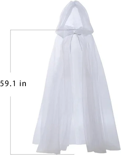 Vista 2 de Inzegao Capa de malla con capucha para mujer, capa de tul transparente para bodas, fiestas, cosplay, Halloween
