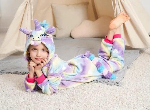 Vista 7 de Pijama de una pieza de unicornio para niños, disfraz de Halloween