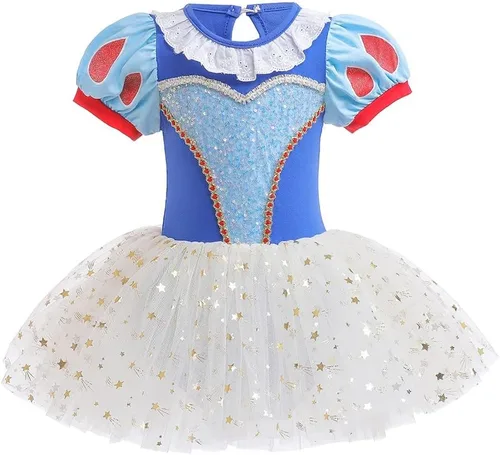 Vista 22 de Leotardos de princesa para niñas con falda de ballet y tutú para Halloween, Navidad, fiesta de cumpleaños, vestido elegante