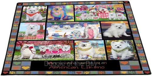 Vista 19 de Doggie of the Day American Eskimo Dogs Floor Mat - 4th of July Independence Day - Best Dog Doormat - Protector Decor - Unique Portrait Art - Premium