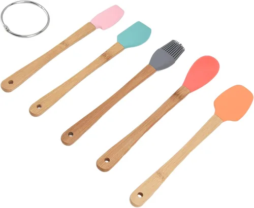 Vista 9 de Juego de herramientas para hornear, 5 piezas de utensilios de silicona duraderos para hornear con mango para pasteles, pan, galletas, mousse