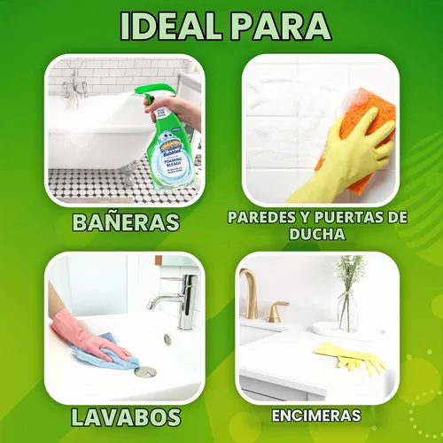 Vista 3 de Scrubbing Bubbles Limpiador de baño y ducha con lejía espumante desinfectante en aerosol, ayuda a eliminar el moho y el mildiú, 32 oz
