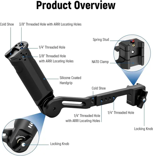Vista 2 de NEEWER Mango de agarre de correa ajustable compatible con DJI Ronin RS4 RS3 Mini RS 3 Pro RS 2 RSC 2 estabilizador de cardán para disparos de ángulo