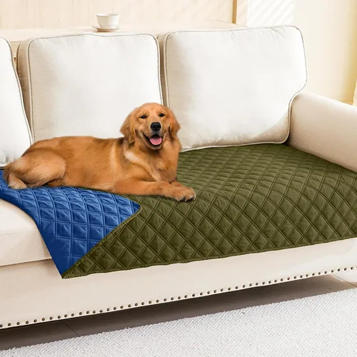 Vista 90 de Smiry Funda Impermeable para Cama de Perro Manta para Mascotas, Manta Suave y Lavable para Perros para Muebles Cama Sofá Sofá Reversible, a Cuadros