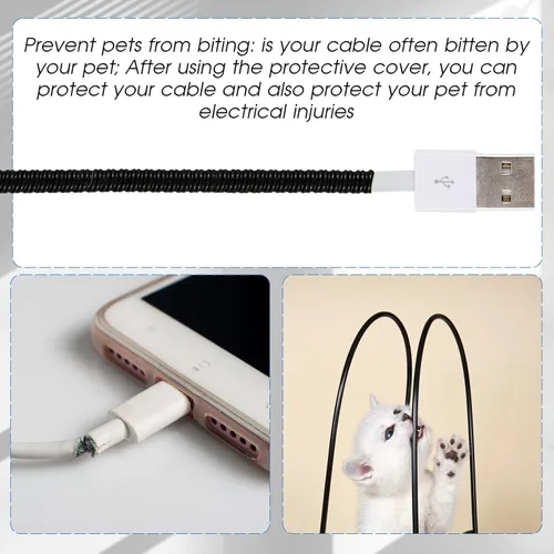 Vista 5 de Friends - 10 protectores de cordón para mascotas no masticables, 43.3 Negro